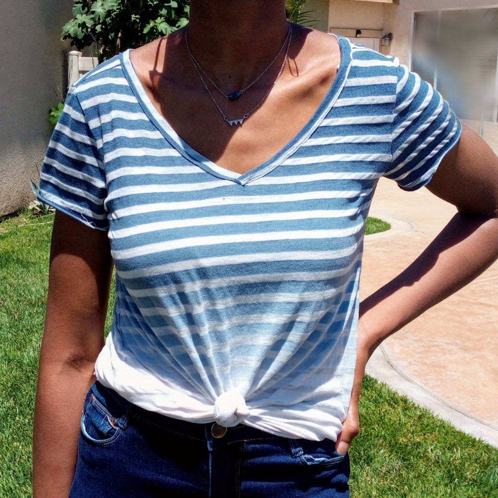 Sonoma blue striped v-neck shirt